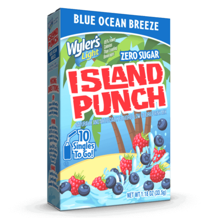 Island Punch Blue Ocean Breeze Zero-Sugar Singles To Go Drink Mix