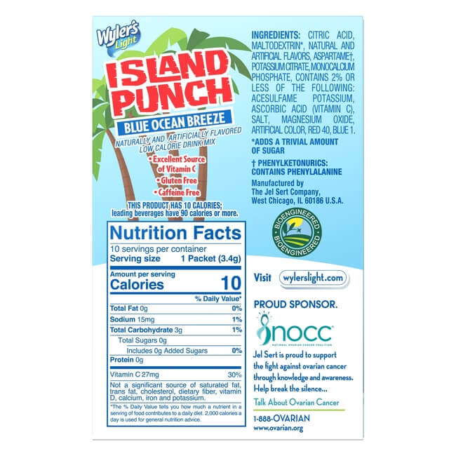 Island Punch Blue Ocean Breeze Zero-Sugar Singles To Go Drink Mix
