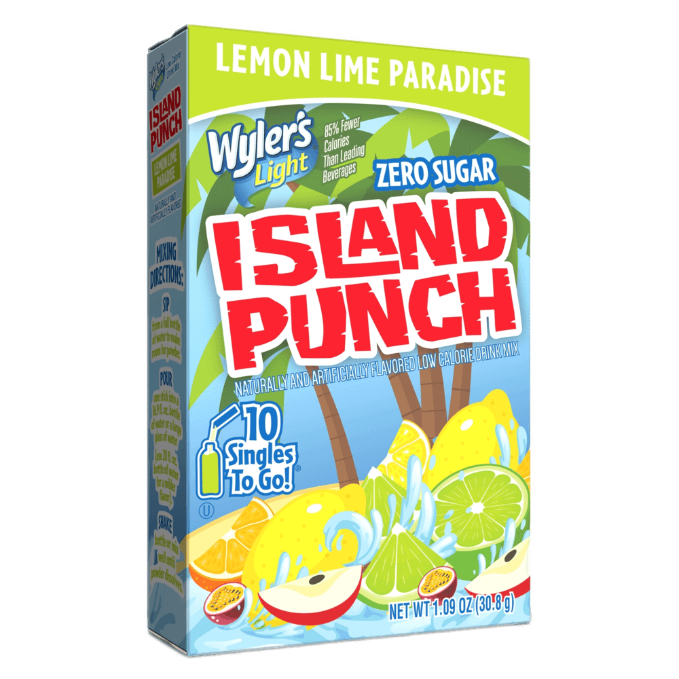 Island Punch Lemon Lime Paradise Zero-Sugar Singles To Go Drink Mix