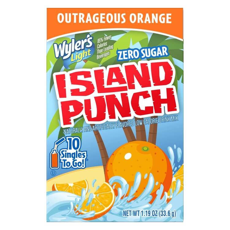 Island Punch Outrageous Orange Zero-Sugar Singles To Go Drink Mix