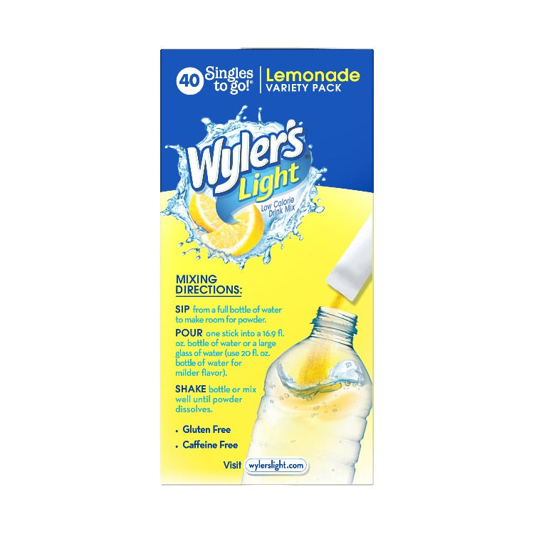 Wyler's Light Lemonade Sugar-Free Singles To Go Variety Pack Drink Mix, 40CT