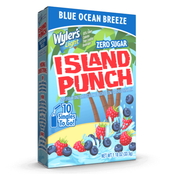 Island Punch Blue Ocean Breeze Zero-Sugar Singles To Go Drink Mix