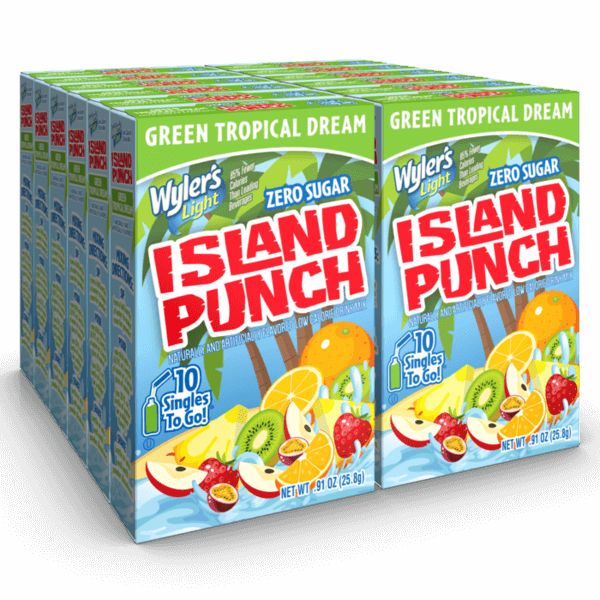 Island Punch Green Tropical Dream Zero-Sugar Singles To Go Drink Mix
