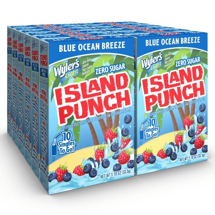 Island Punch Blue Ocean Breeze Zero-Sugar Singles To Go Drink Mix