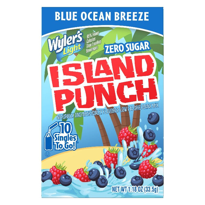 Island Punch Blue Ocean Breeze Zero-Sugar Singles To Go Drink Mix