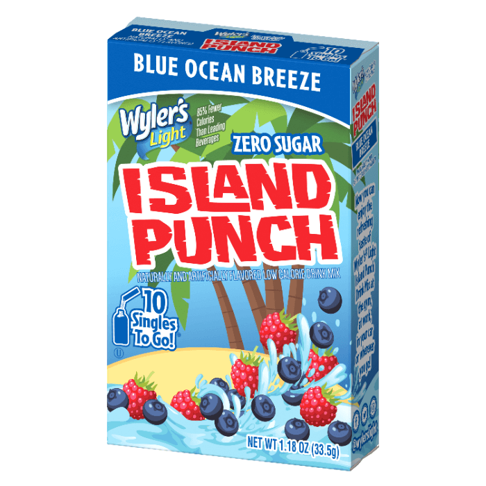 Island Punch Blue Ocean Breeze Zero-Sugar Singles To Go Drink Mix