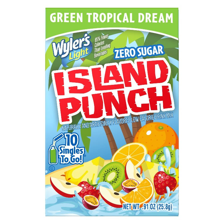 Island Punch Green Tropical Dream Zero-Sugar Singles To Go Drink Mix