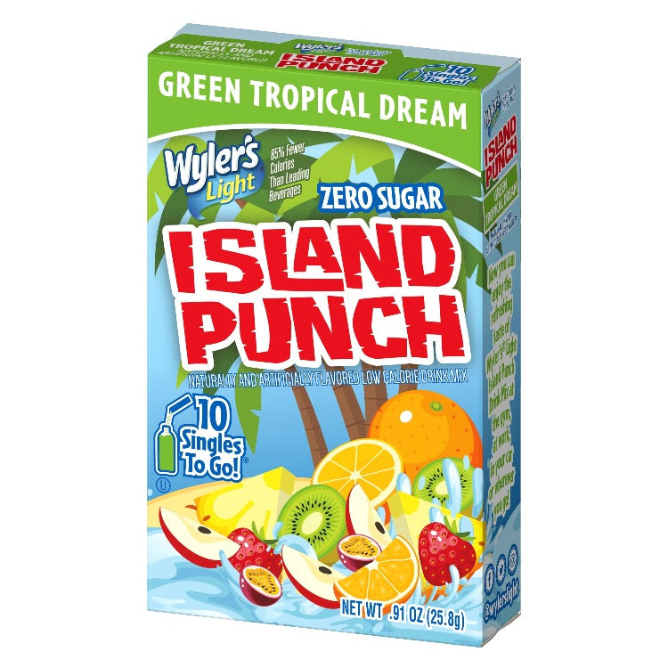 Island Punch Green Tropical Dream Zero-Sugar Singles To Go Drink Mix