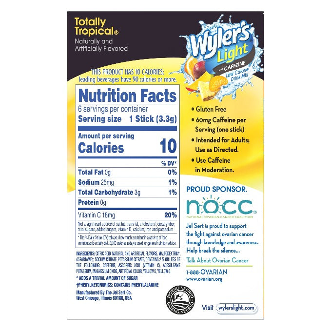 Totally Tropical Sugar-Free Singles To Go Drink Mix With Caffeine