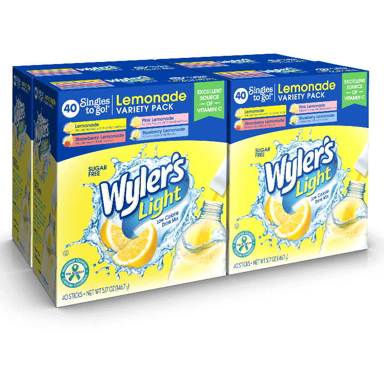 Wyler's Light Lemonade Sugar-Free Singles To Go Variety Pack Drink Mix, 40CT