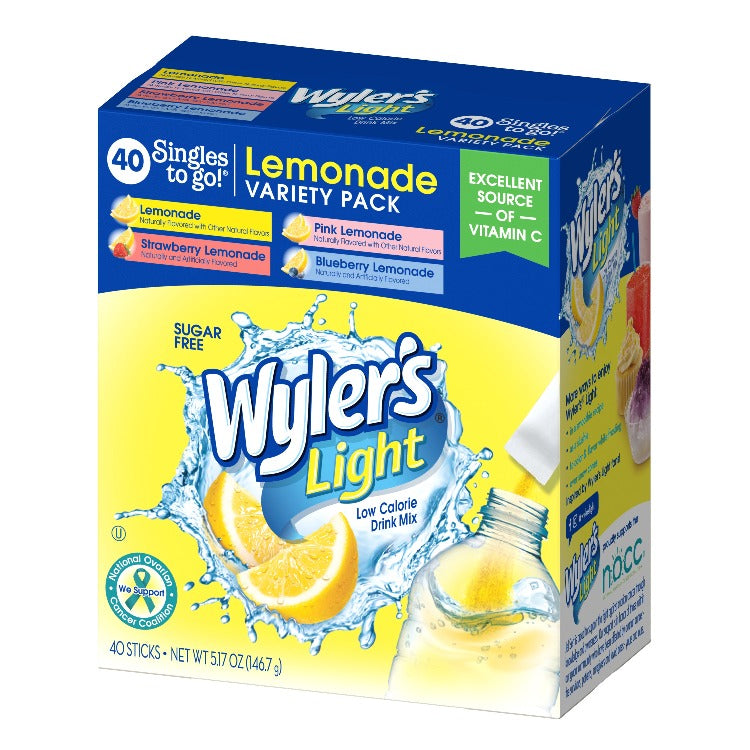 Wyler's Light Lemonade Sugar-Free Singles To Go Variety Pack Drink Mix, 40CT