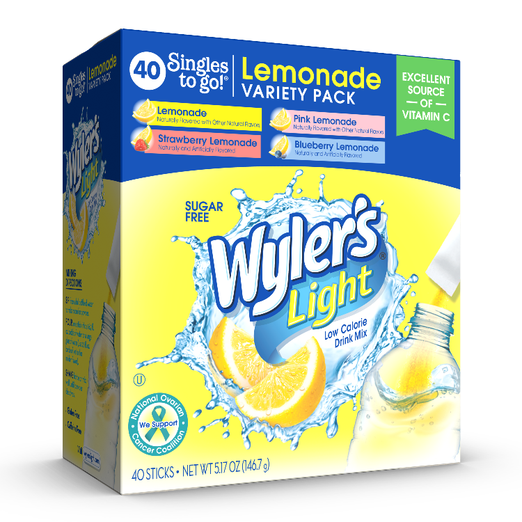Wyler's Light Lemonade Sugar-Free Singles To Go Variety Pack Drink Mix, 40CT