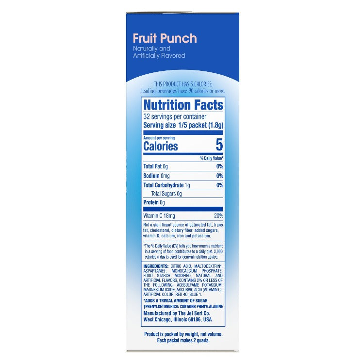 Fruit Punch Low Calorie Pitcher Pack Carton